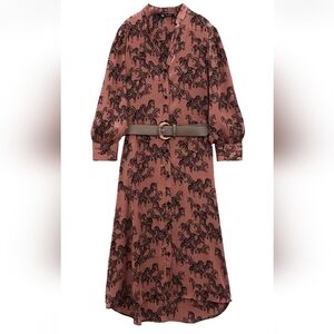 Zara Satin Zebra Button Down Dress - Small